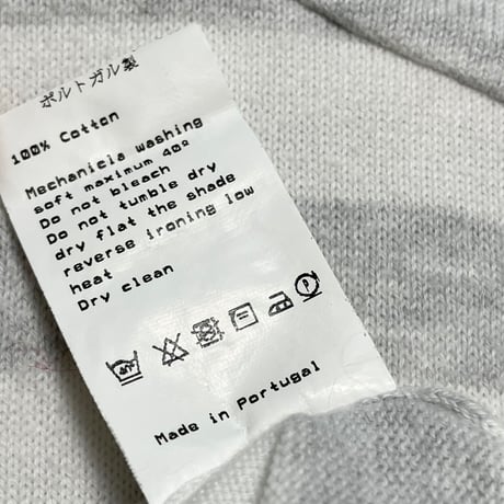 MADE IN PORTUGAL製 ESSENCIA ATLANTICA 半袖ニットTシャツ ホワイト×グレー 38サイズ