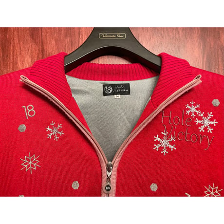 Hole Victory フルジップカーディガン レッド Mサイズ