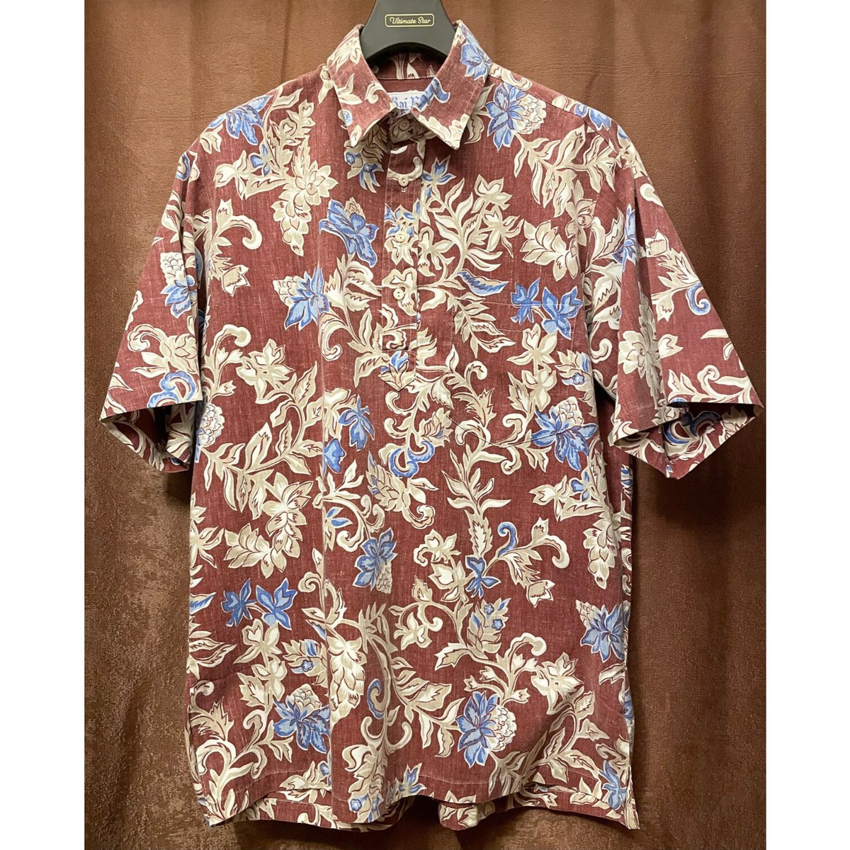 RAI NANI アロハシャツ MADE IN HAWAII製 Rai Nani プルオーバーアロハシャツ マルーン Lサイズ