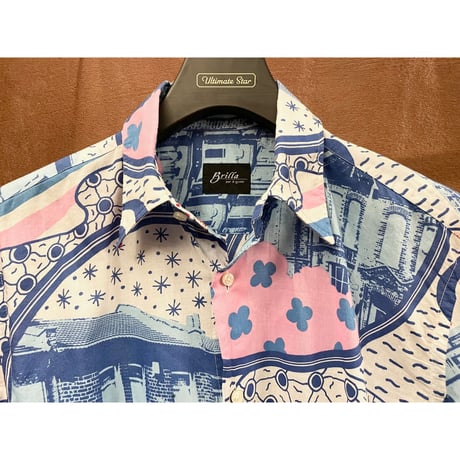 MADE IN ITALY製 Brilla per il gusto × C.I.T. spa 長袖総柄シャツ マルチカラー Sサイズ