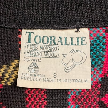 MADE IN AUSTRALIA製 TOORALLIE メリノウール クルーネック 3Dニットセーター マルチカラー Sサイズ
