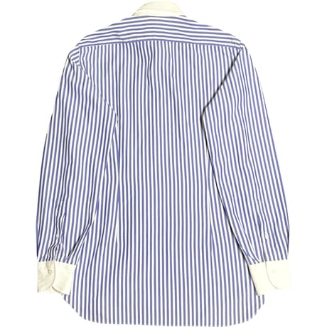MADE IN JAPAN製 Maker's Shirt KAMAKURA 200番手 クレリック長袖ストライプシャツ ブルー 39-87サイズ