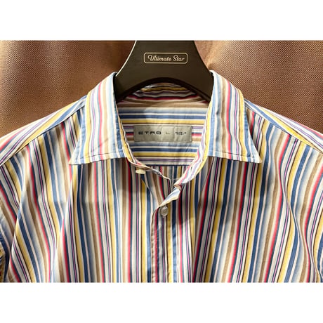MADE IN ITALY製 ETRO 長袖ストライプシャツ マルチカラー Lサイズ