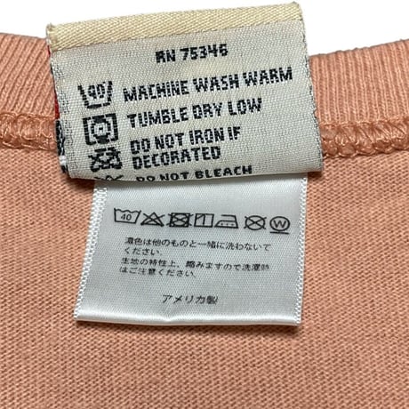 MADE IN USA製 Goodwear Vネック半袖リブTシャツ ピーチ Mサイズ