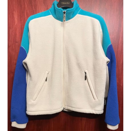 MADE IN CANADA製 westbeach フルジップフリースジャケット アイボリー×ブルー Lサイズ