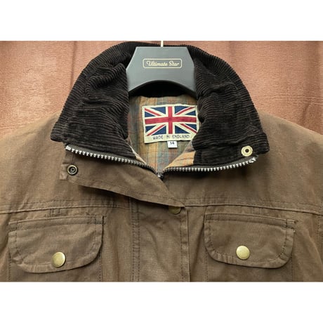 MADE IN ENGLAND製 フルジップハンティングオイルドジャケット ブラウン 14サイズ