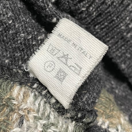 MADE IN ITALY製 G.PISANO クルーネックデザインセーター チャコールグレー Lサイズ