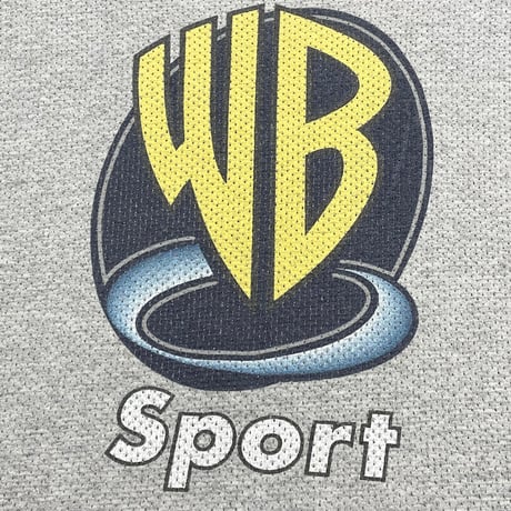 MADE IN USA製 WARNER BROS. STUDIO STORE ロゴプリントメッシュTシャツ グレー Mサイズ