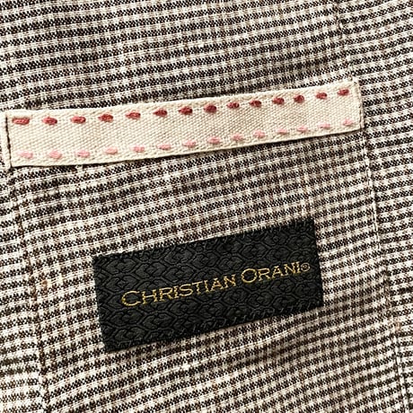 ☆タグ付き新古品☆ CHRISTIAN ORANI Irish Linen ギンガムチェック柄 リネンテーラードジャケット ブラウン AB5サイズ