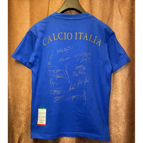 レア品 Qui Italia Federazione Italiana Giuoco Calcio 2004年 サッカーイタリア代表 記念モデルTシャツ ブルー Sサイズ
