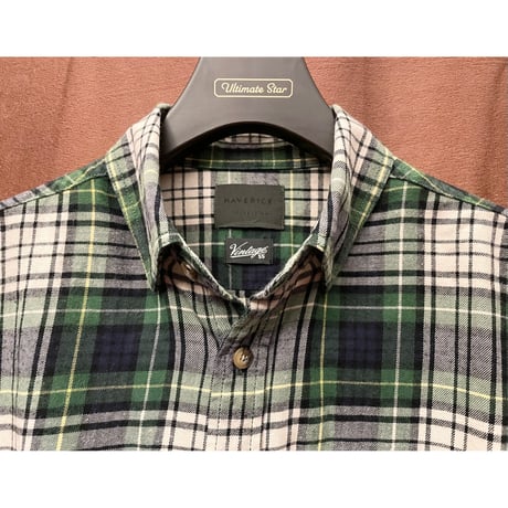 Vintage 55 MAVERICK COLLECTION チェック柄 長袖ボタンダウンシャツ グリーン Mサイズ