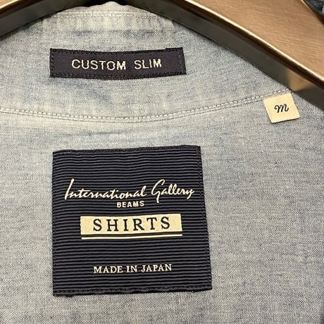 MADE IN JAPAN製 International Gallery BEAMS 半袖ダンガリーシャツ ライトインディゴ Mサイズ