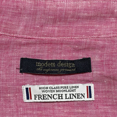 MADE IN JAPAN製 modem design FRENCH LINEN 長袖リネンシャツ ピンク 3サイズ