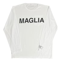 ★新品★ MADE IN ITALY製 MAGLIA 2025年モデル L-2814 ロゴプリント クルーネック長袖Tシャツ ホワイト S～XLサイズ