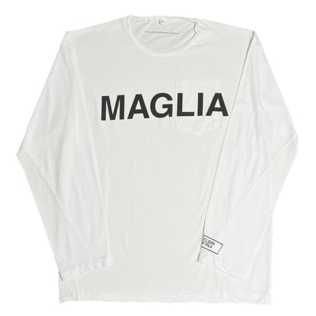★新品★ MADE IN ITALY製 MAGLIA 2025年モデル L-2814 ロゴプリント クルーネック長袖Tシャツ ホワイト S～XLサイズ