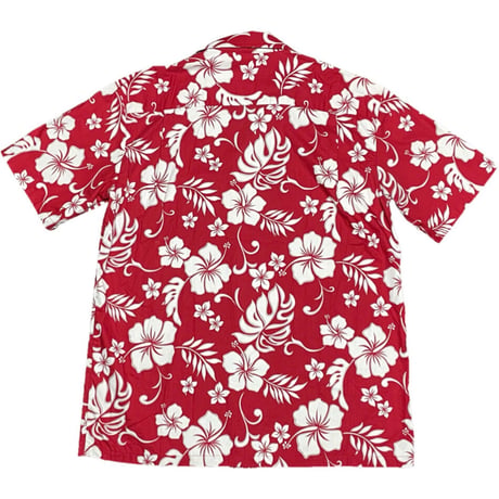 Made in Hawaii製 ALOHA REPUBLIC 花柄アロハシャツ レッド Lサイズ
