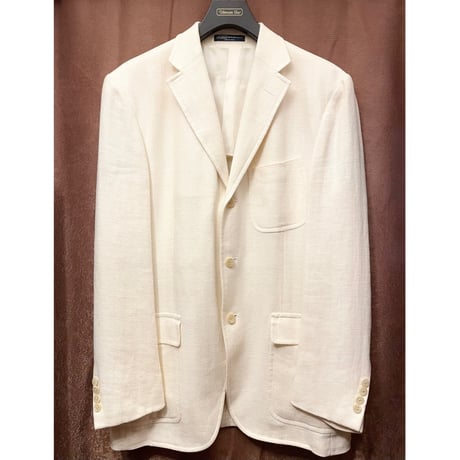 MADE IN ITALY製 Polo by Ralph Lauren リネンテーラードジャケット アイボリー AB7サイズ