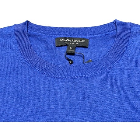 ☆タグ付き新古品☆ BANANA REPUBLIC シルクコットンクルーネックセーター ブルー Mサイズ