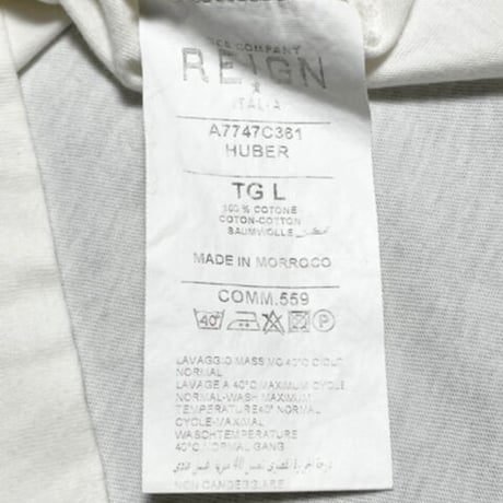 REIGN ITALIA 半袖VネックTシャツ ホワイト Sサイズ
