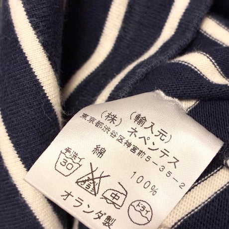 【ネペンテス取り扱い】 MADE IN NETHERLANDS製 ERMANO authentic HEAVY JERSEY ボーダー柄 長袖カットソー ネイビー×ホワイト Mサイズ