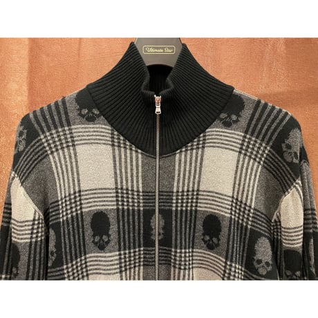 MADE IN ITALY製 GEMMA.H UOMO フルジップコットンカーディガン ブラック×グレー XLサイズ