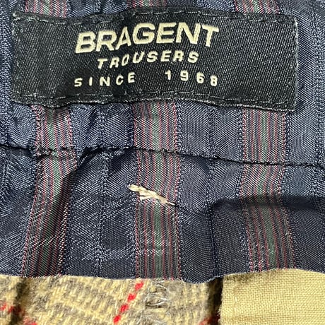 MADE IN ITALY製 BRAGENT チェック柄コットンスラックス ベージュ 44サイズ