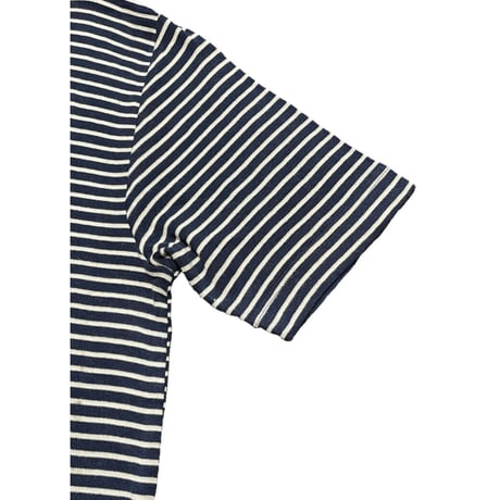 【SHIPS 取り扱い】 S.N.S. HERNING ボーダー柄半袖ニットTシャツ ネイビー Mサイズ