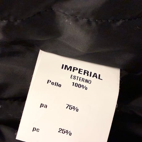 MADE IN ITALY製 IMPERIAL レザーコンビ ナイロン MA-1デザイン シングルライダースジャケット ブラック Mサイズ