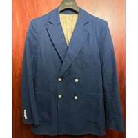 MADE IN BULGARIA製 J.LINDEBERG SLIM FIT コットンリネンダブルテーラードジャケット ネイビー 46Rサイズ
