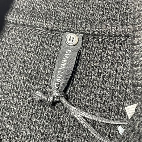 ☆タグ付き新古品☆ MADE IN ITALY製 GIANNI LUPO テーラードジャケット型ニットカーディガン ブラック×グレー Lサイズ