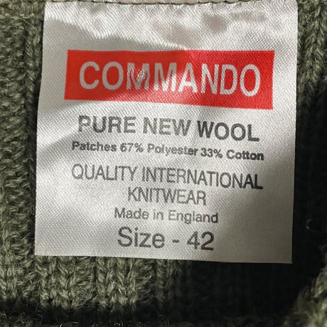 MADE IN ENGLAND製 COMMANDO クルーネックコマンドセーター カーキ 42サイズ