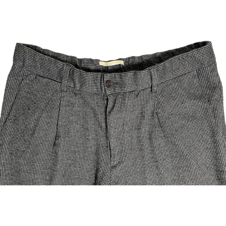 MADE IN ITALY製 BRIGLIA 1949 × BEAMS 千鳥格子柄コットンウールイージーニットスラックス チャコールグレー 48サイズ