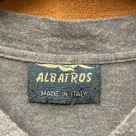 MADE IN ITALY製 ALBATROS ポケット付きヘンリーネックTシャツ ネイビー