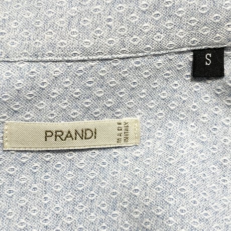 MADE IN ITALY製 PRANDI 長袖コットンシャツ サックス Sサイズ