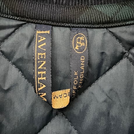 MADE IN ENGLAND製 LAVENHAM チェック柄キルティングジャケット グリーン×ネイビー 36/48サイズ