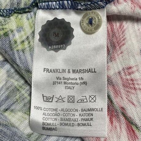 ☆タグ付き新古品☆ MADE IN ITALY製 FRANKLIN MARSHALL VARSITY 花柄半袖ポロシャツ ネイビー XSサイズ