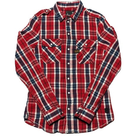 G-STAR RAW 長袖チェックシャツ レッド Sサイズ