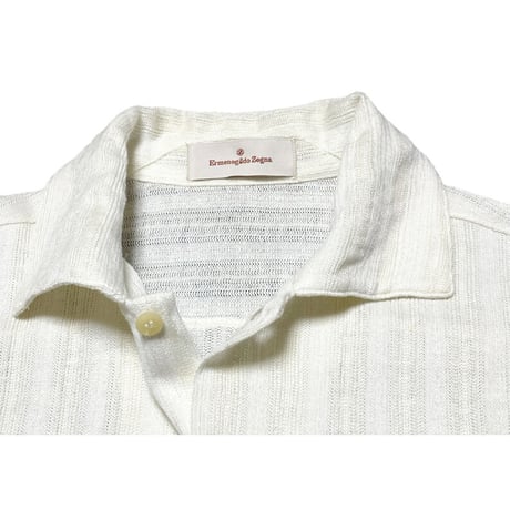 MADE IN ITALY製 Ermenegildo Zegna 半袖リネンコットンシャツ 生成り XS/46サイズ