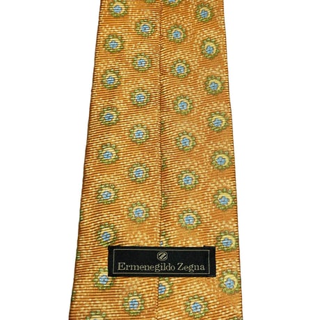 ▲訳あり商品▲ MADE IN ITALY製 Ermenegildo Zegna 小紋柄シルクネクタイ オレンジ