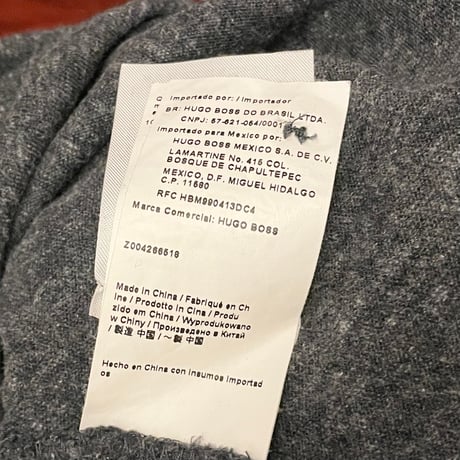 BOSS ORANGE カーディガンデザイン長袖ヘンリーネックTシャツ チャコールグレー Mサイズ