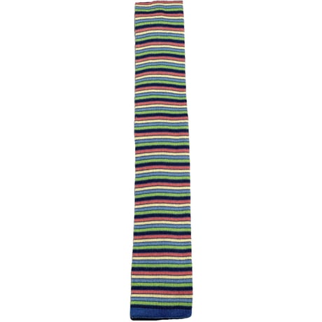 希少 MADE IN ITALY製 SEA ISLAND COTTON ボーダー柄 ニットネクタイ マルチカラー