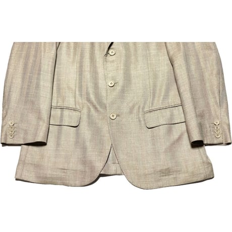 MADE IN ITALY製 Loro Piana ウールシルクリネン混シャドーヘリンボーン柄ジャケット ベージュ 48サイズ