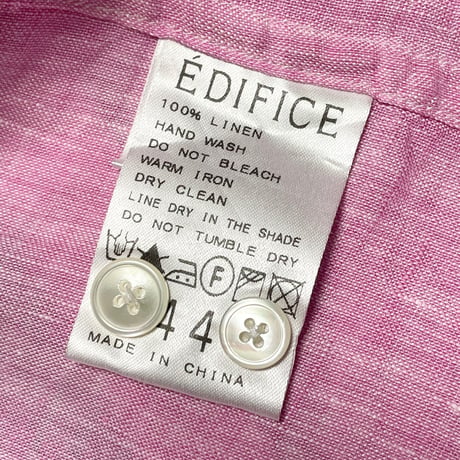 EDIFICE 長袖リネンシャツ ピンク 44/Sサイズ