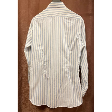 【SHIPS取り扱い】MADE IN ITALY製 GRIFONI SARTORIA CUCITA PER SHIPS 長袖ストライプシャツ ホワイト×サックスブルー 39-15 1/2サイズ