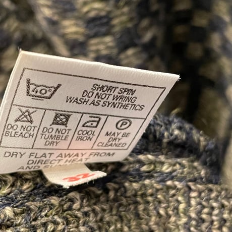 MADE IN ENGLAND製 GEOFFREY BEENE アルパカ混セーター ネイビー×カーキ Sサイズ