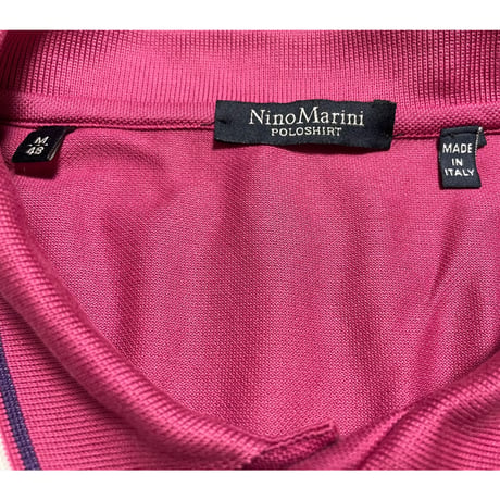 MADE IN ITALY製 Nino Marini 襟ライン鹿の子ポロシャツ ピンク M/48サイズ
