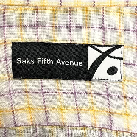 Saks Fifth Avenue チェック柄 長袖リネンシャツ マルチカラー 16.5サイズ