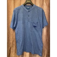 MADE IN ITALY製 ALBATROS ポケット付きヘンリーネックTシャツ ネイビー