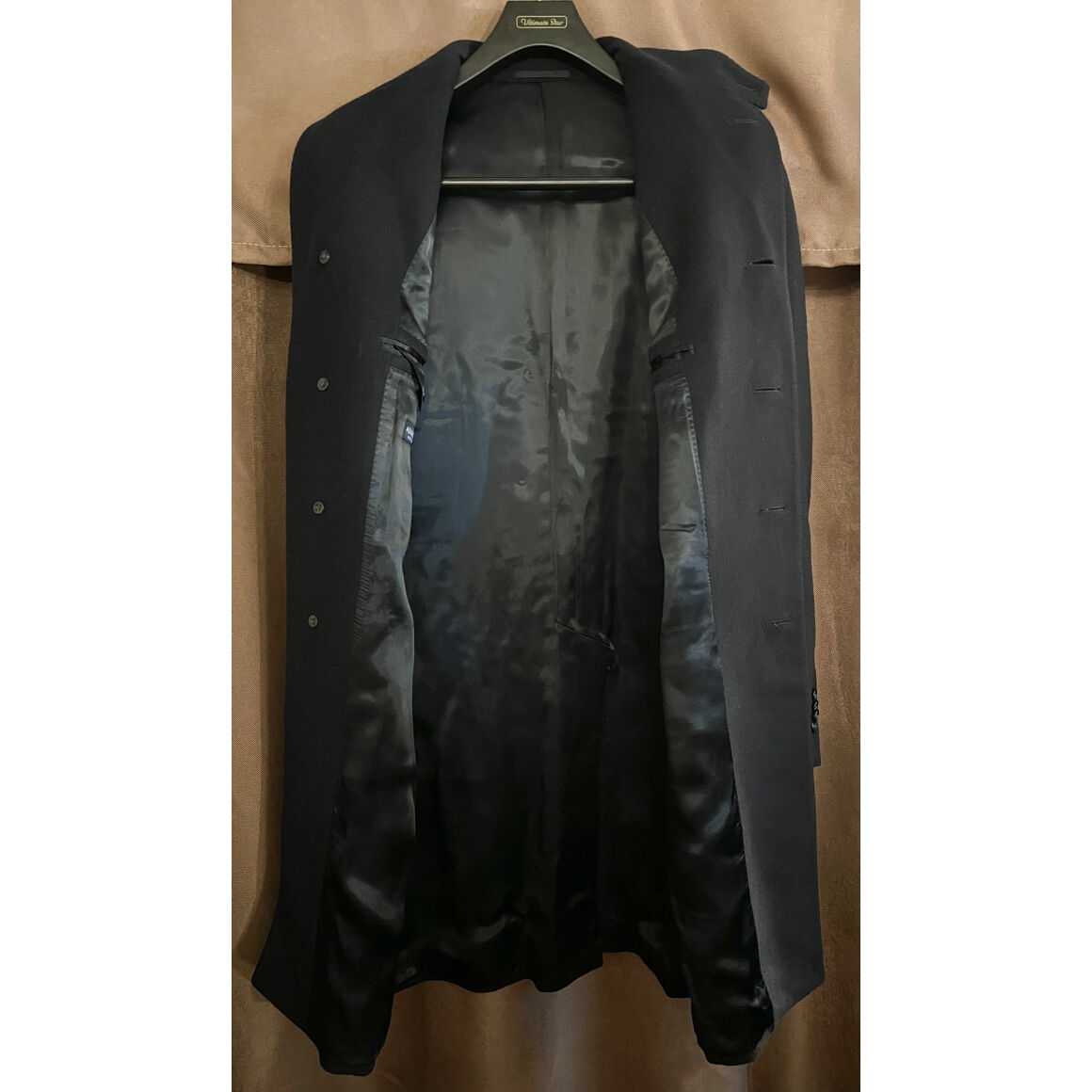 MADE IN ITALY製 ABAHOUSE ウールチェスターロングコート ブラック 44サ