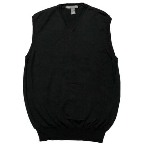MADE IN ITALY製 SAKS FIFTH AVENUE メリノウールニットベスト ブラック Sサイズ